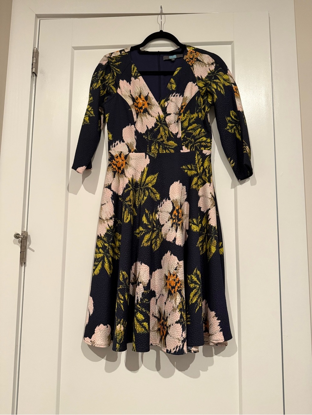 Eva Franco Navy Dress with Pink Floral Print